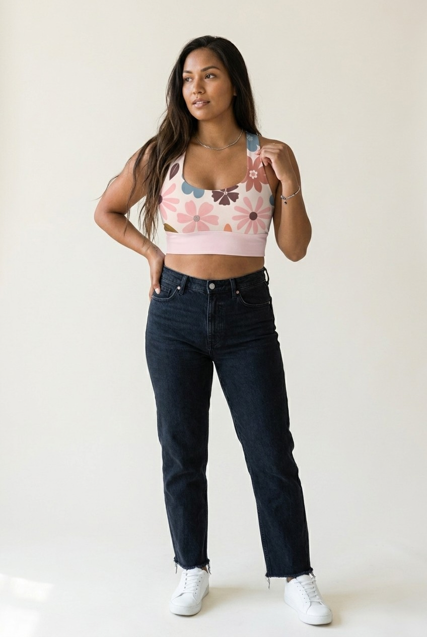 Bloom Longline Bra — Pink Floral
